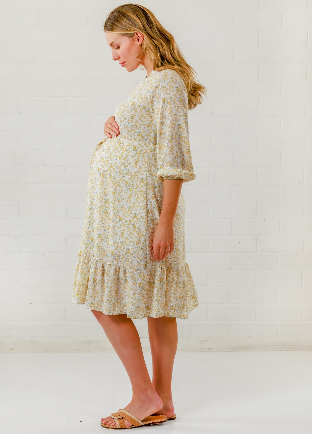 Lait & Co - Etiennette Maternity Dress in Yellow Floral