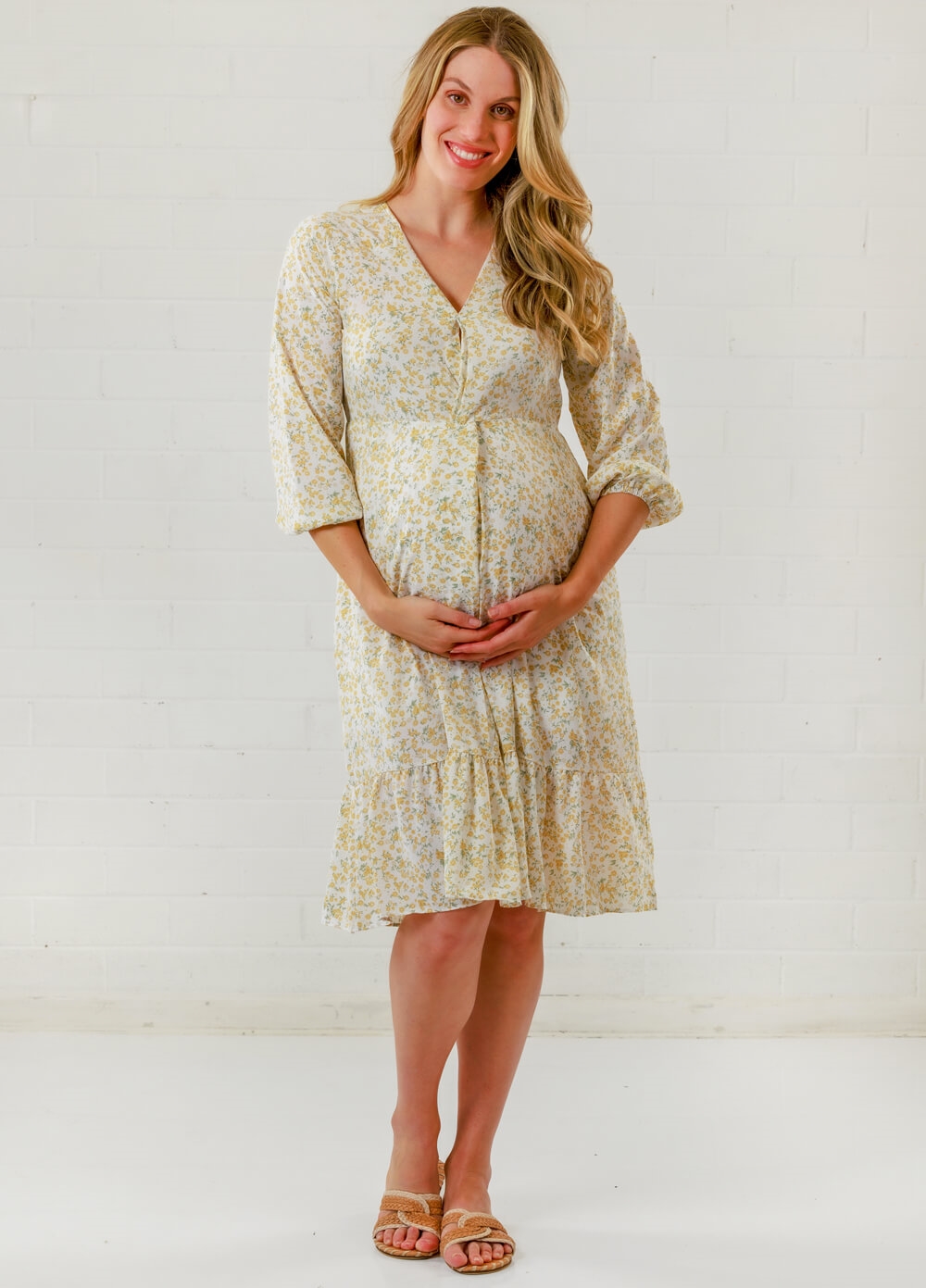Lait & Co - Etiennette Maternity Dress in Yellow Floral