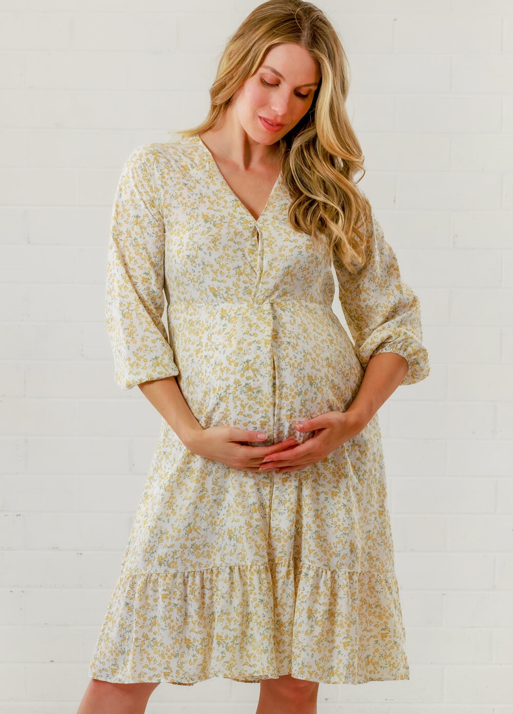 Lait & Co - Etiennette Maternity Dress in Yellow Floral