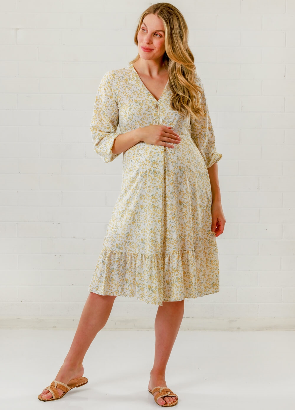 Lait & Co - Etiennette Maternity Dress in Yellow Floral