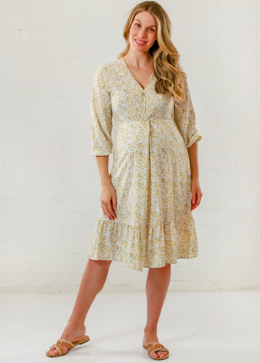 Lait & Co - Etiennette Maternity Dress in Yellow Floral