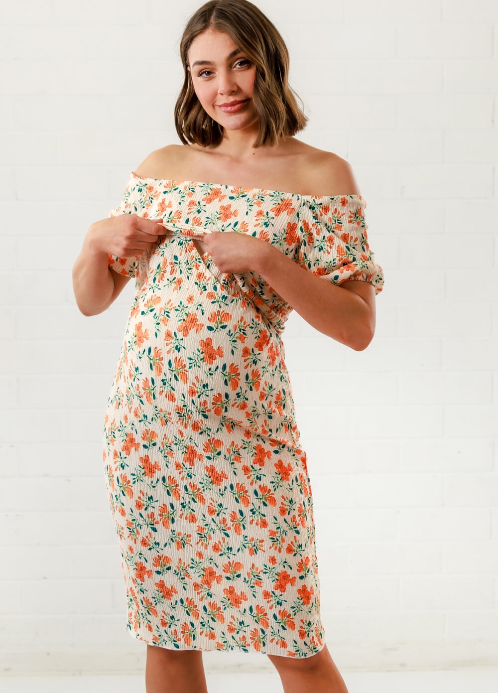 Lait & Co - Chanel Nursing Dress in Orange Floral - Queen Bee