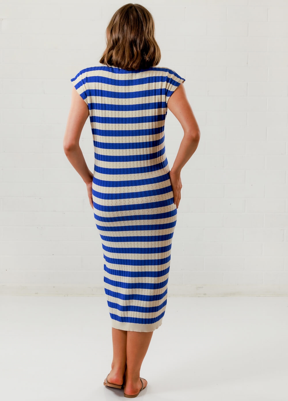 Lait & Co - Noemie Maternity Nursing Knit Dress in Blue Stripe