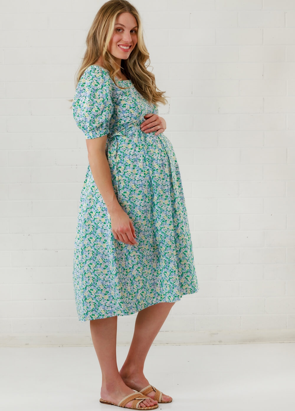 Lait & Co - Lea-Claire Maternity Dress in Green Floral