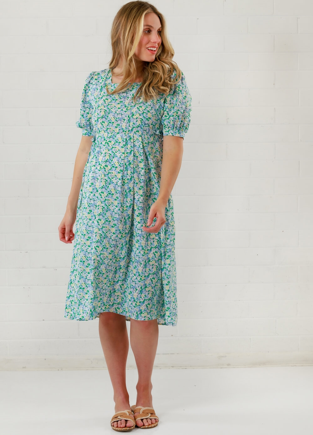 Lait & Co - Lea-Claire Maternity Dress in Green Floral
