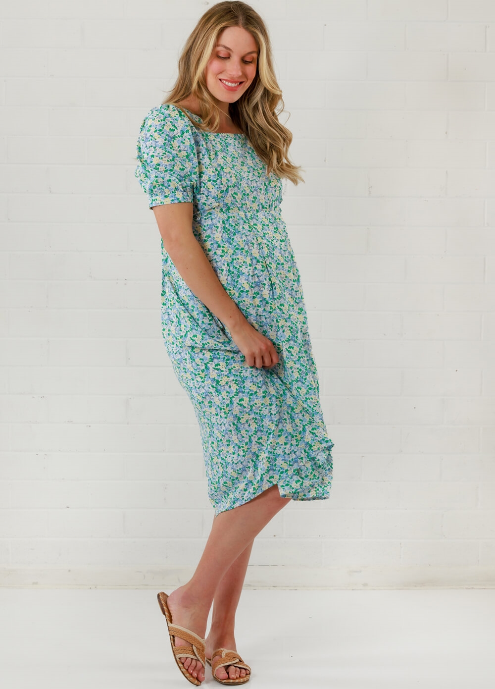 Lait & Co - Lea-Claire Maternity Dress in Green Floral