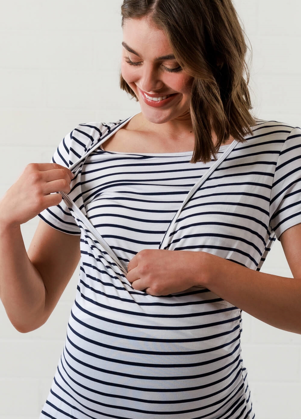 Lait & Co - Laetitia Maternity Nursing Top in White/Black Stripes