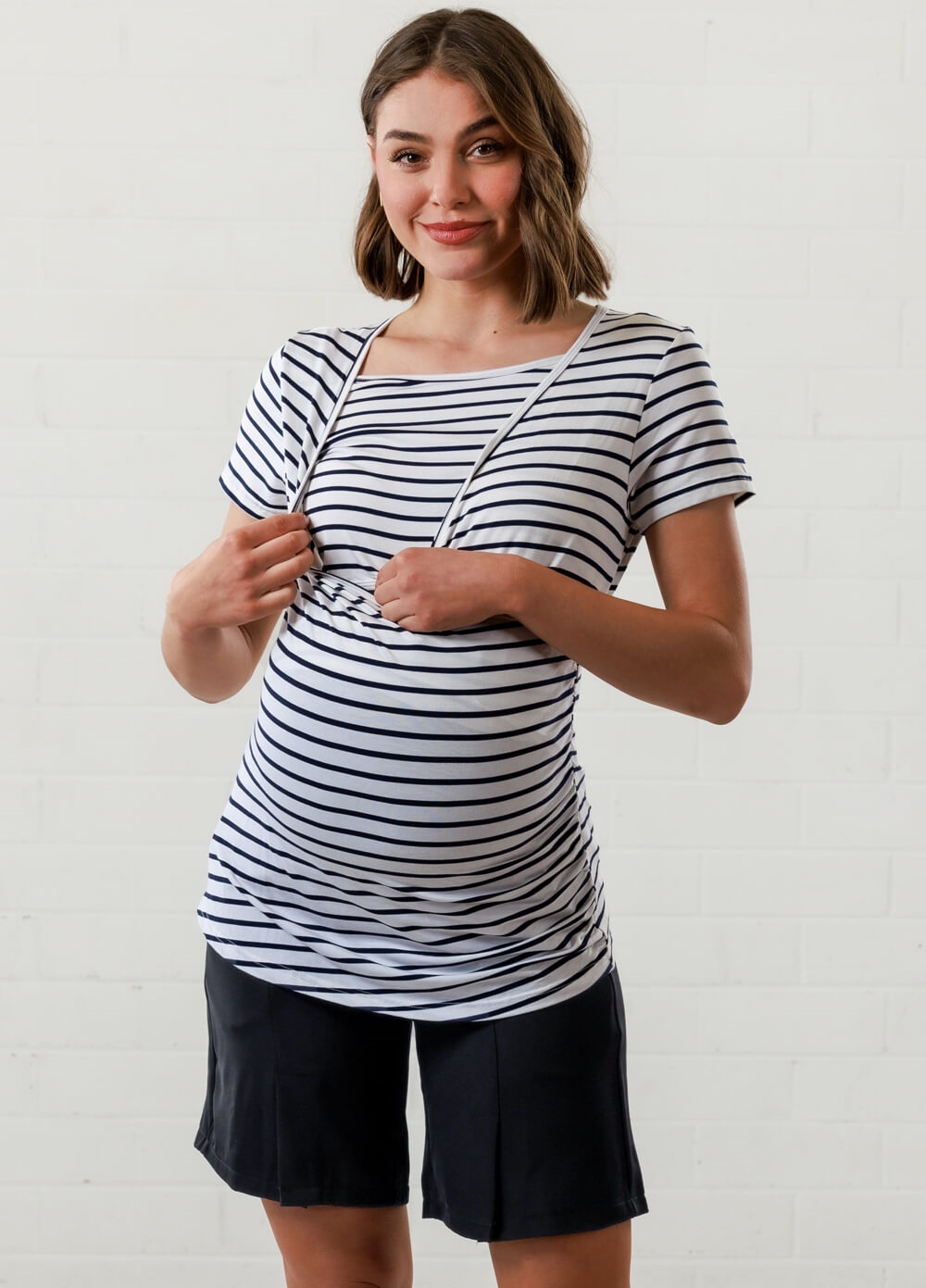 Lait & Co - Laetitia Maternity Nursing Top in White/Black Stripes