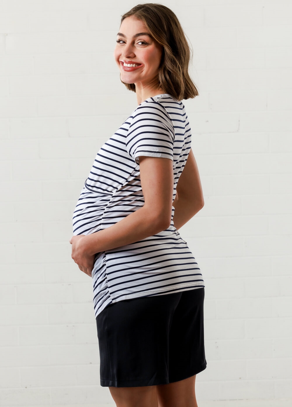 Lait & Co - Laetitia Maternity Nursing Top in White/Black Stripes