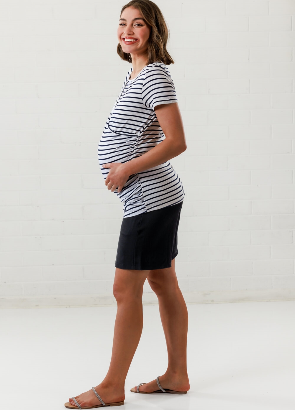 Lait & Co - Laetitia Maternity Nursing Top in White/Black Stripes
