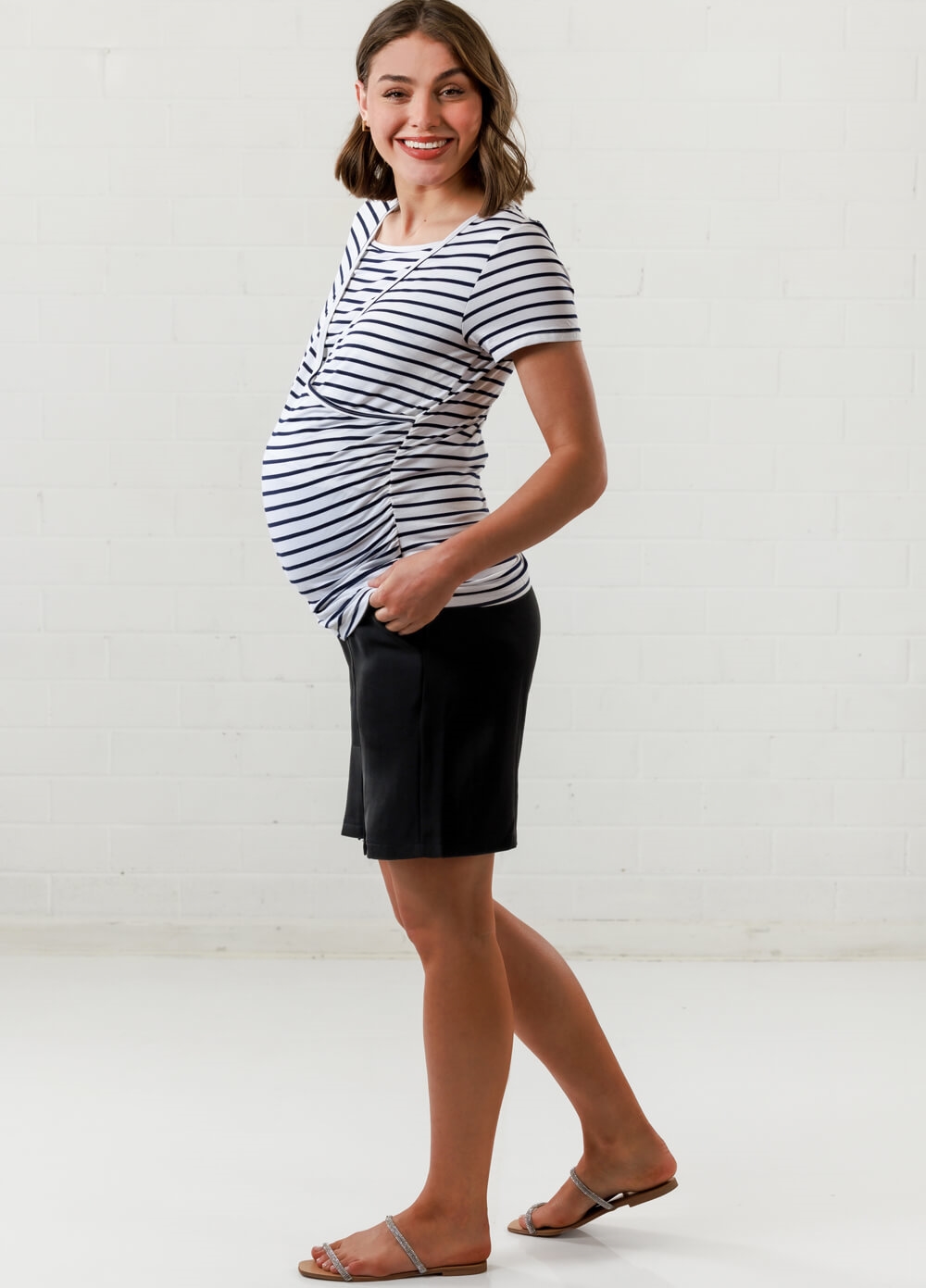 Lait & Co - Laetitia Maternity Nursing Top in White/Black Stripes