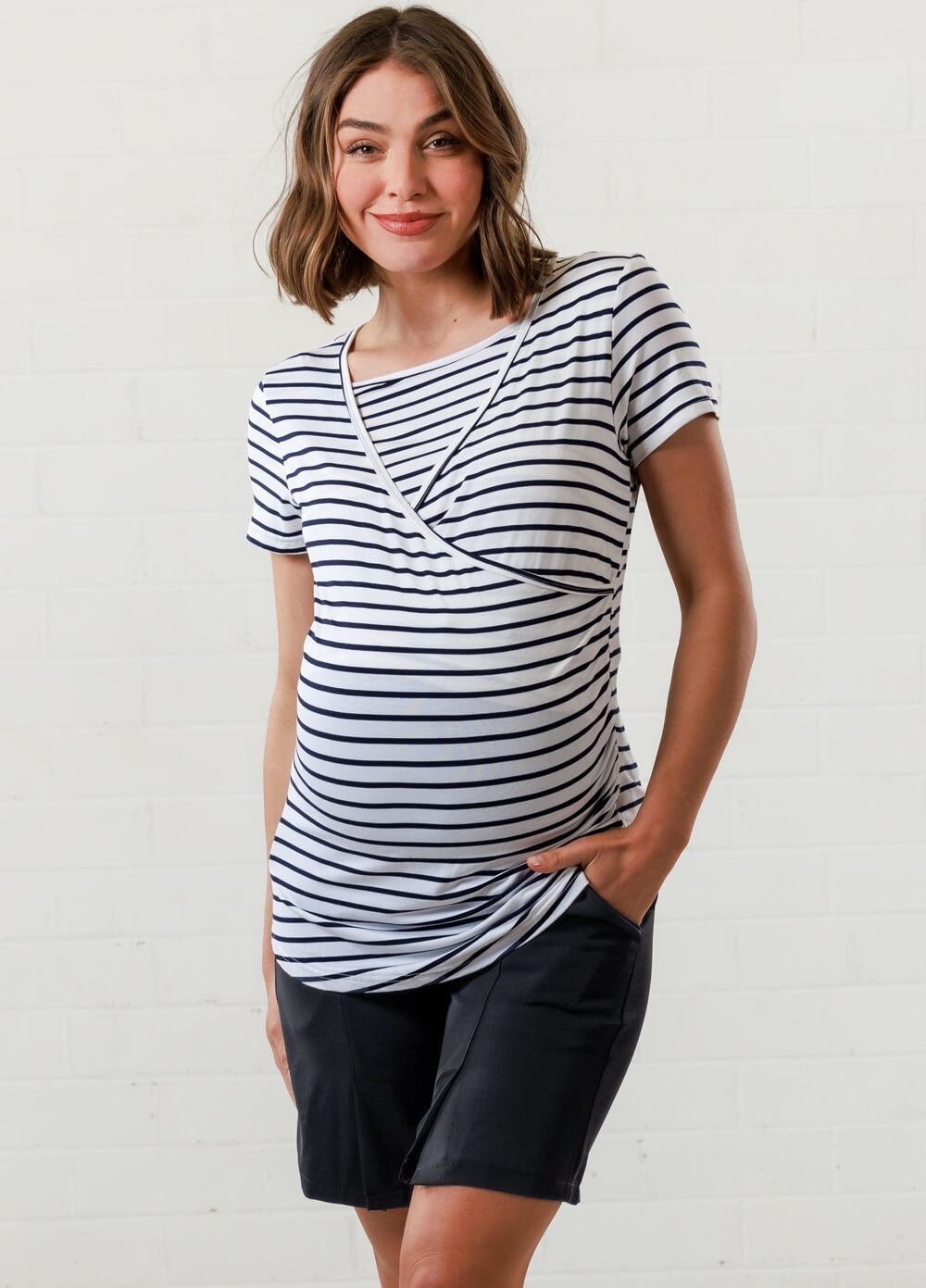 Lait & Co - Laetitia Maternity Nursing Top in White/Black Stripes