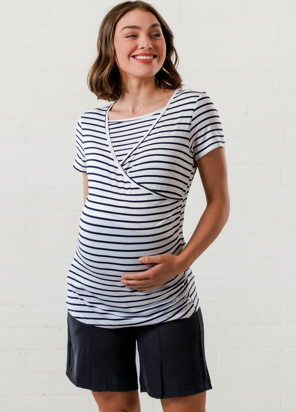 Lait & Co - Laetitia Maternity Nursing Top in White/Black Stripes