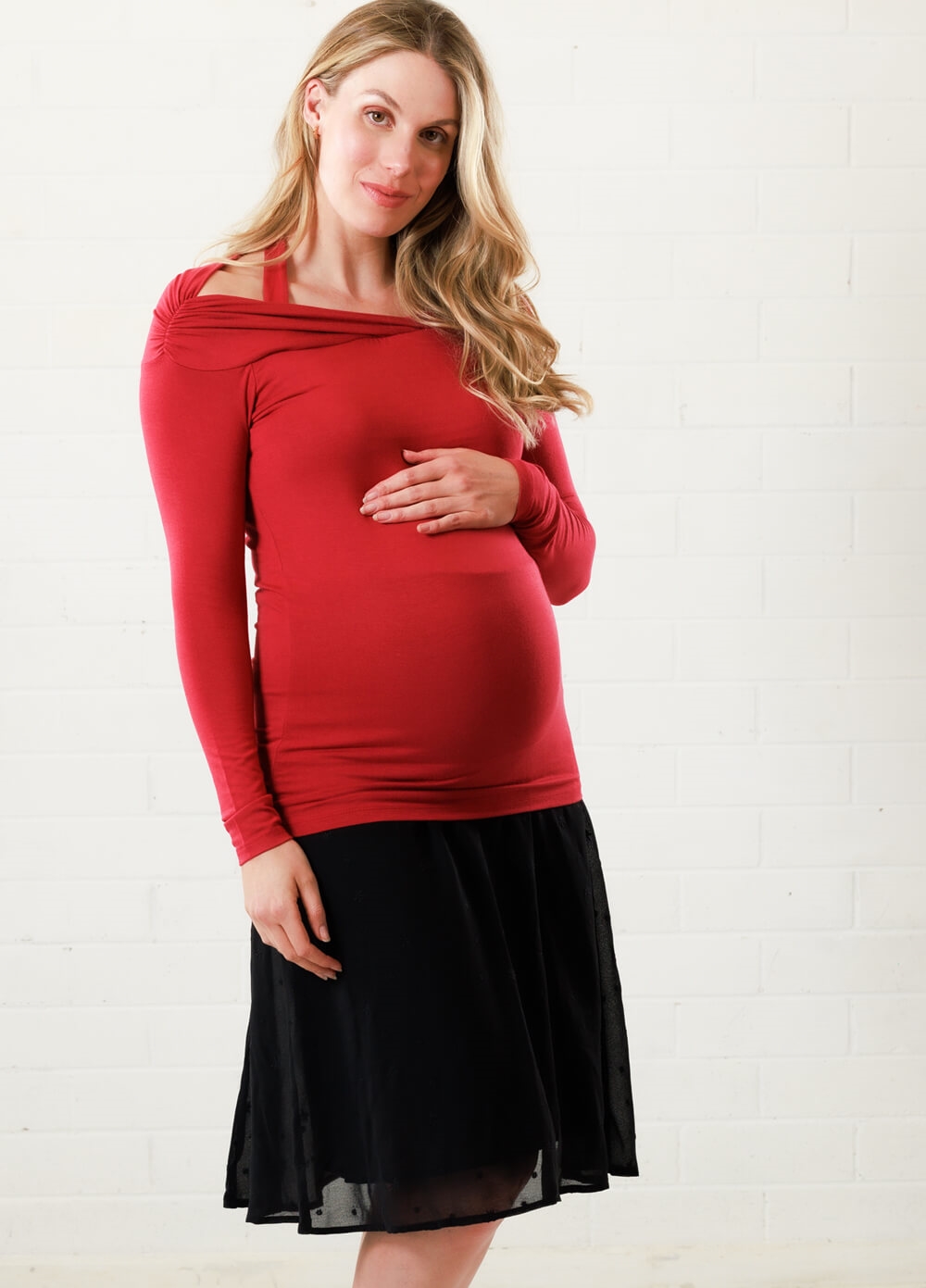 Floressa - Mercer Off Shoulder Maternity Halter Top | Queen Bee