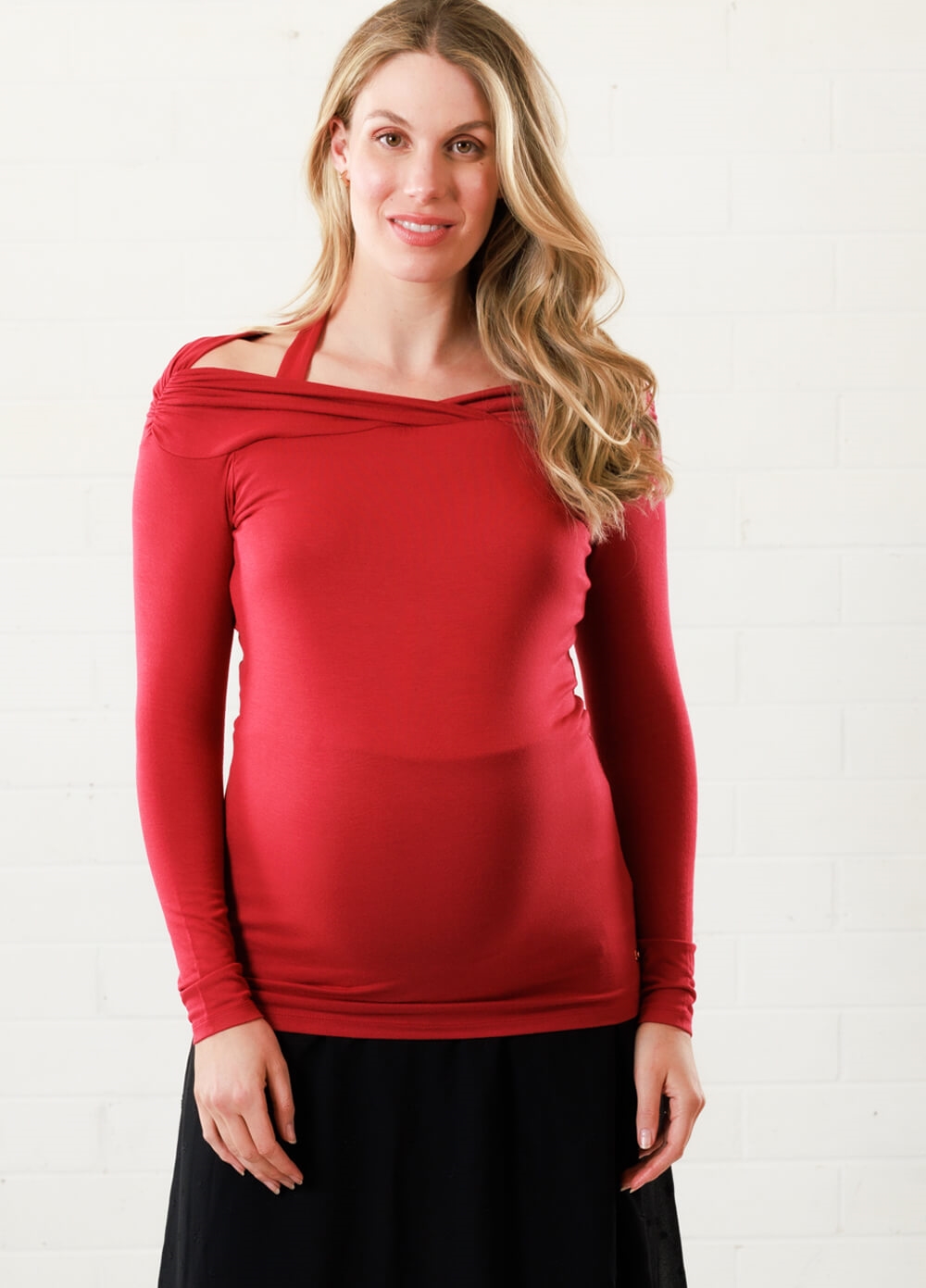 Floressa - Mercer Off Shoulder Maternity Halter Top | Queen Bee