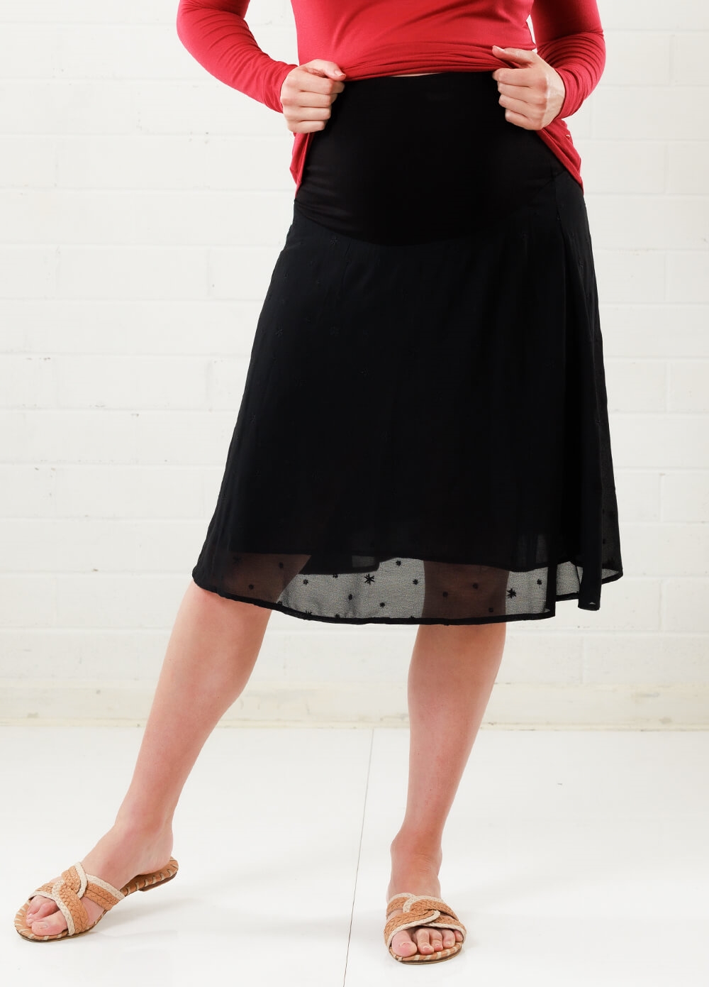 Voile Maternity Skirt in Black by Queen mum