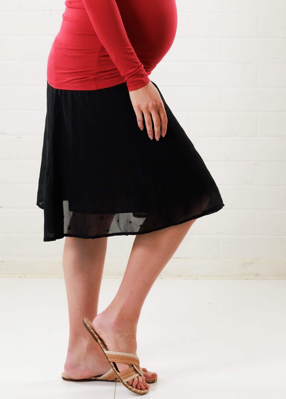 Voile Maternity Skirt in Black by Queen mum