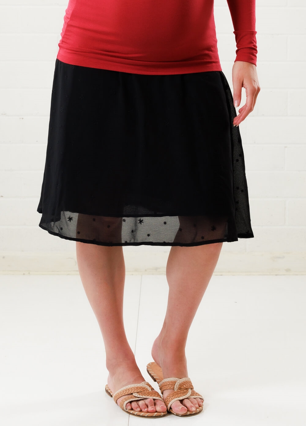 Voile Maternity Skirt in Black by Queen mum