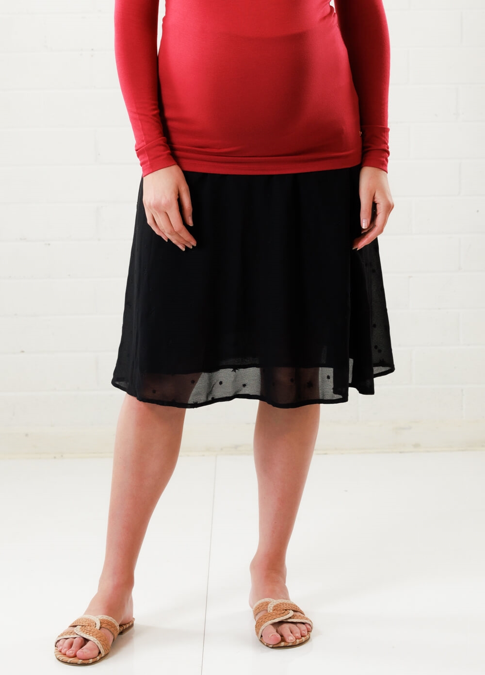 Voile Maternity Skirt in Black by Queen mum