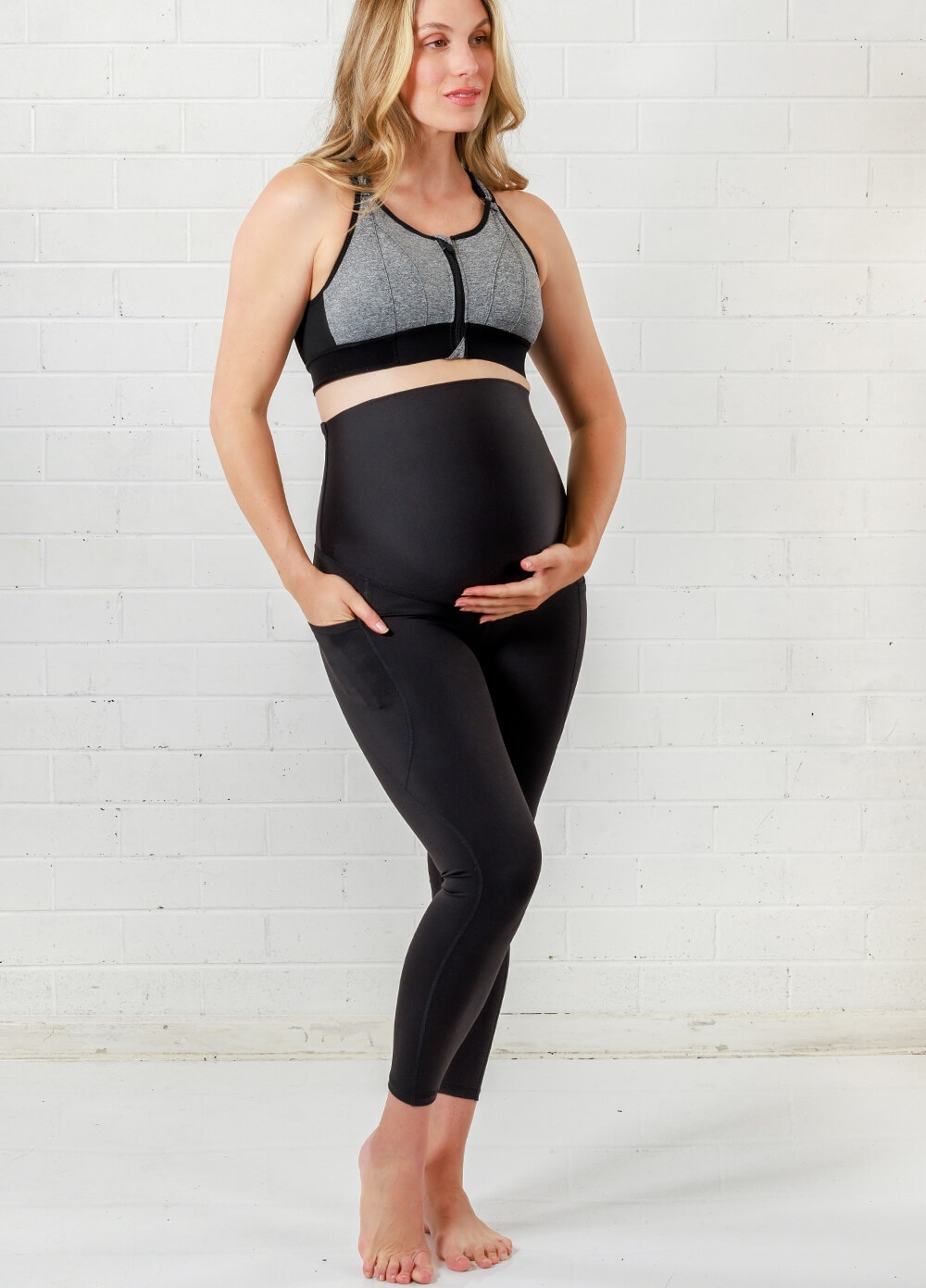 Queen Bee - Sutton Maternity Active Pocket Legging in Black