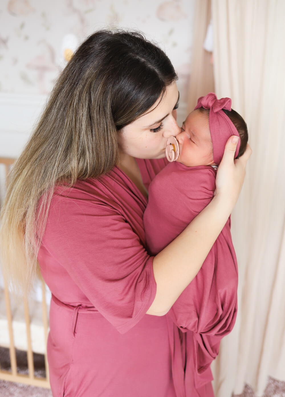 Welcome Baby - Adore 4-piece Pregnancy Robe & Swaddle Set in Rose