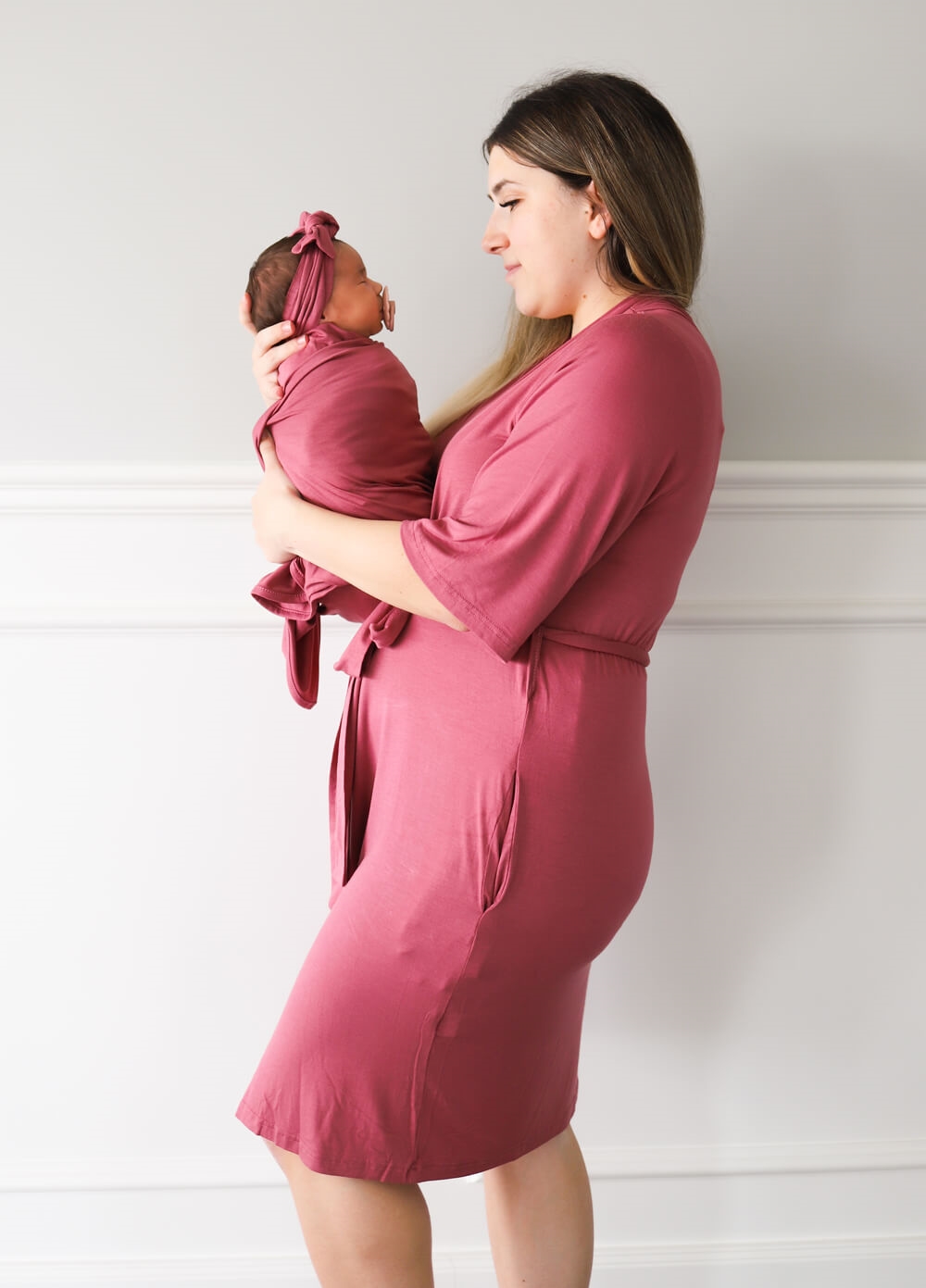 Welcome Baby - Adore 4-piece Pregnancy Robe & Swaddle Set in Rose