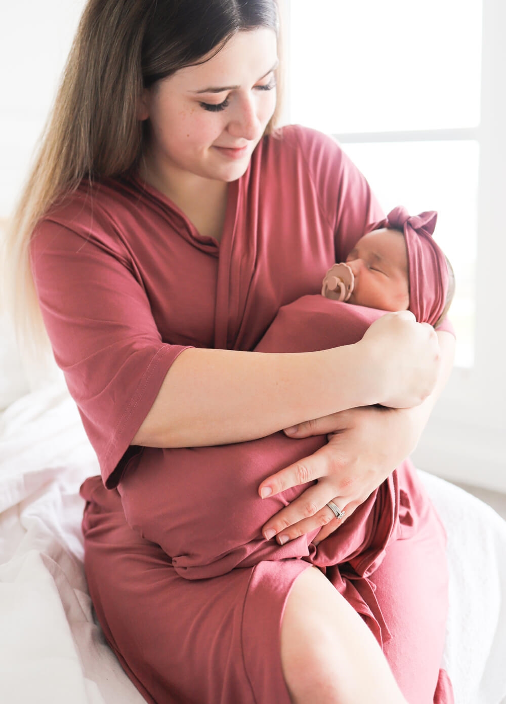 Welcome Baby - Adore 4-piece Pregnancy Robe & Swaddle Set in Rose