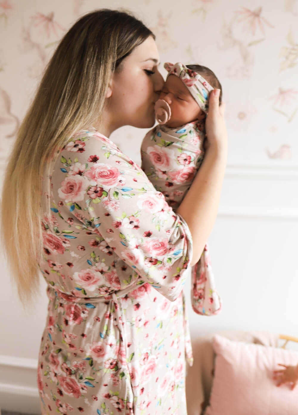 Welcome Baby Cherish Pregnancy Robe & Swaddle Set in Natural Rose