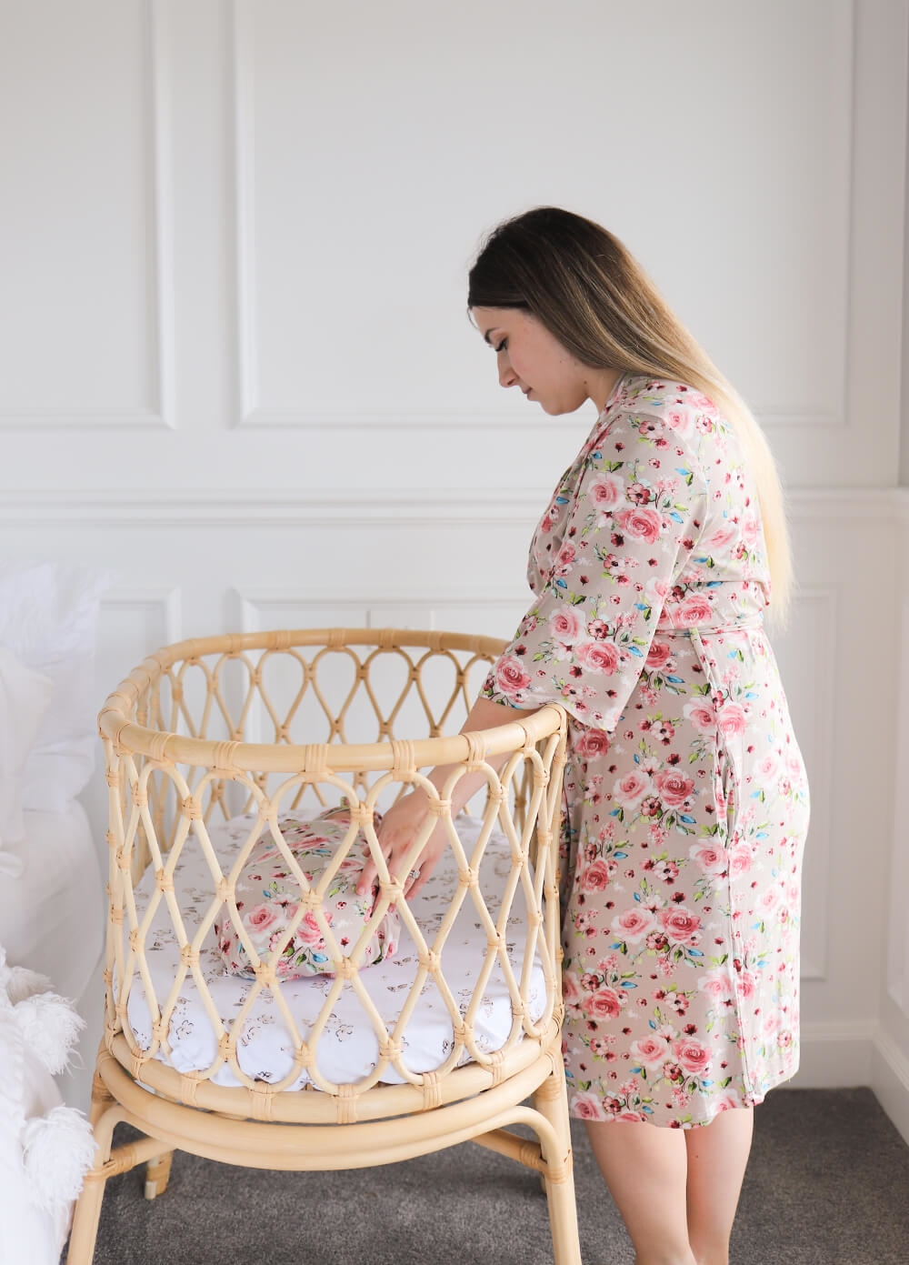 Welcome Baby Cherish Pregnancy Robe & Swaddle Set in Natural Rose