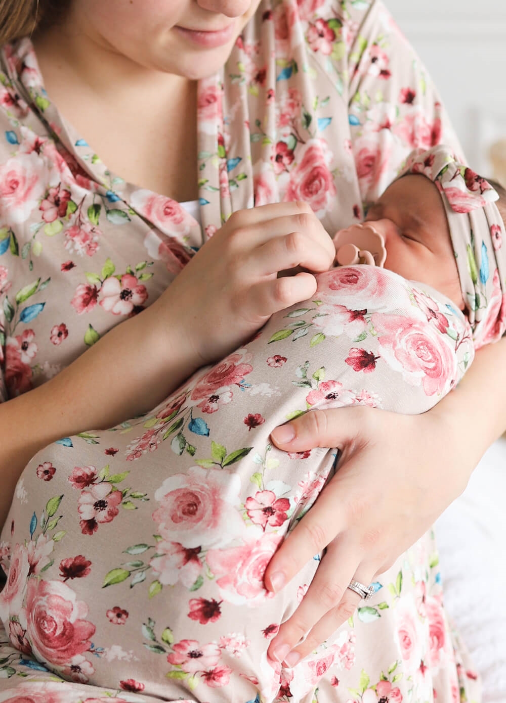 Welcome Baby Cherish Pregnancy Robe & Swaddle Set in Natural Rose