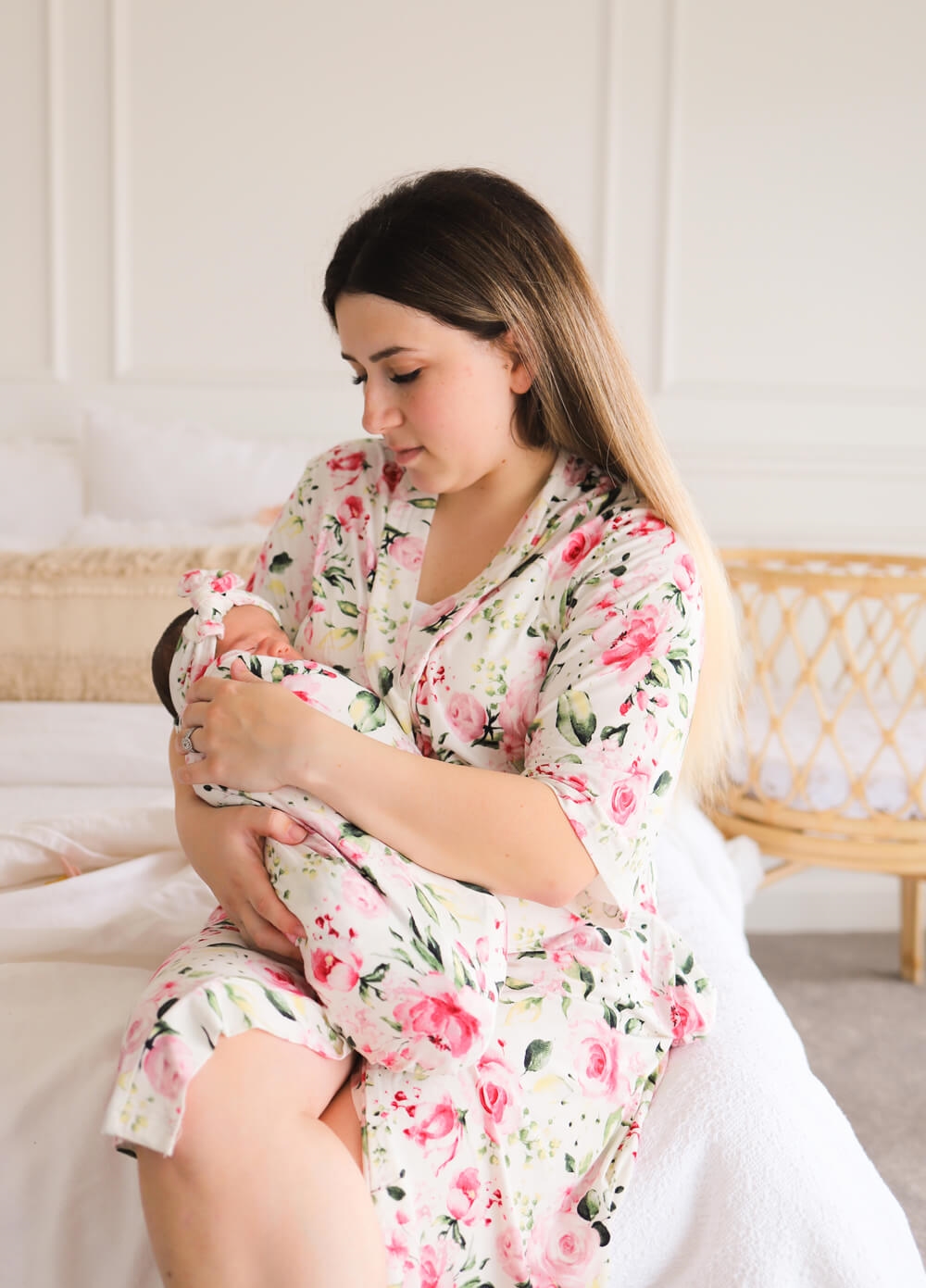 Welcome Baby - Cherish Pregnancy Robe & Swaddle Set in Ivory Rose