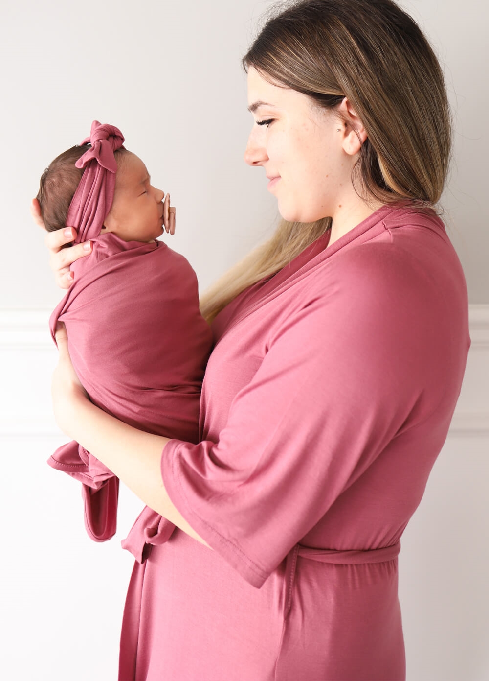 Welcome Baby - Adore 4-piece Pregnancy Robe & Swaddle Set in Rose