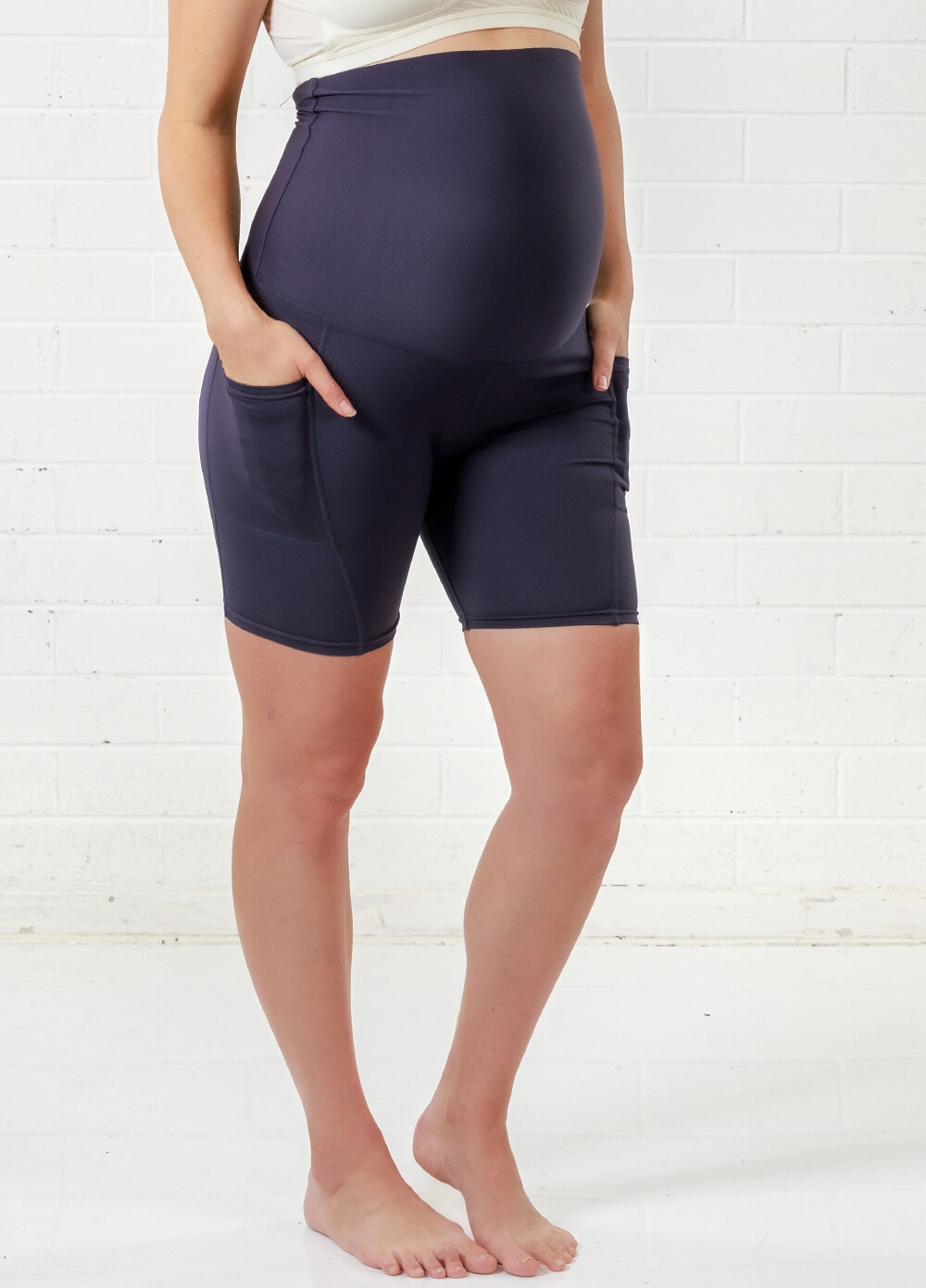 Queen Bee - Lennox Maternity Active Pocket Bike Short in Navy