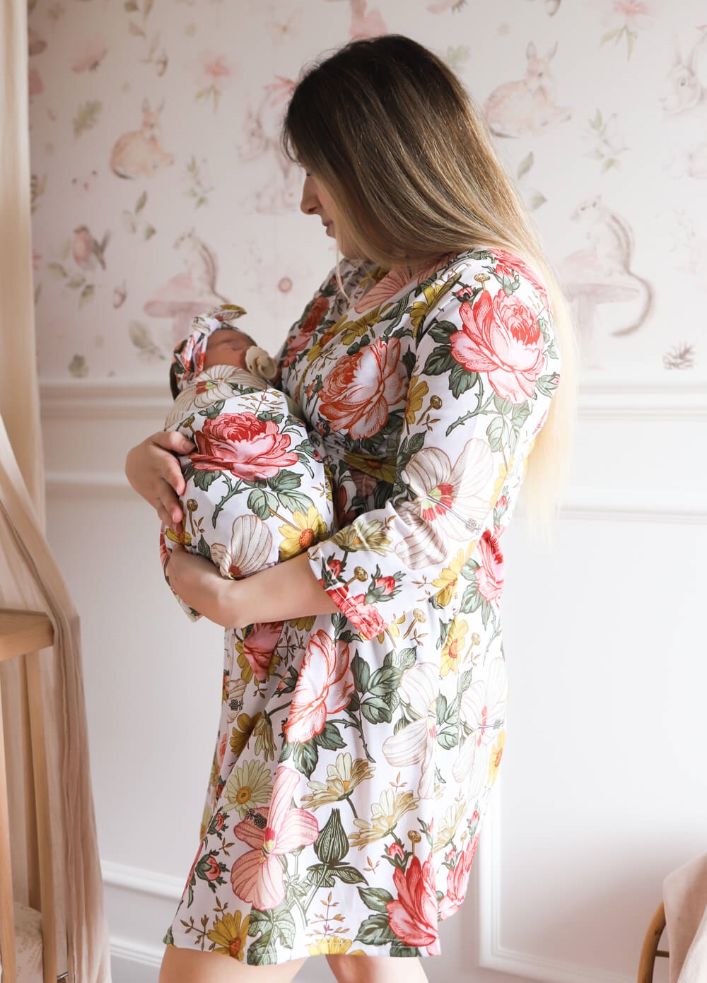 Welcome Baby Treasure Pregnancy Robe & Swaddle Set | Boho Floral