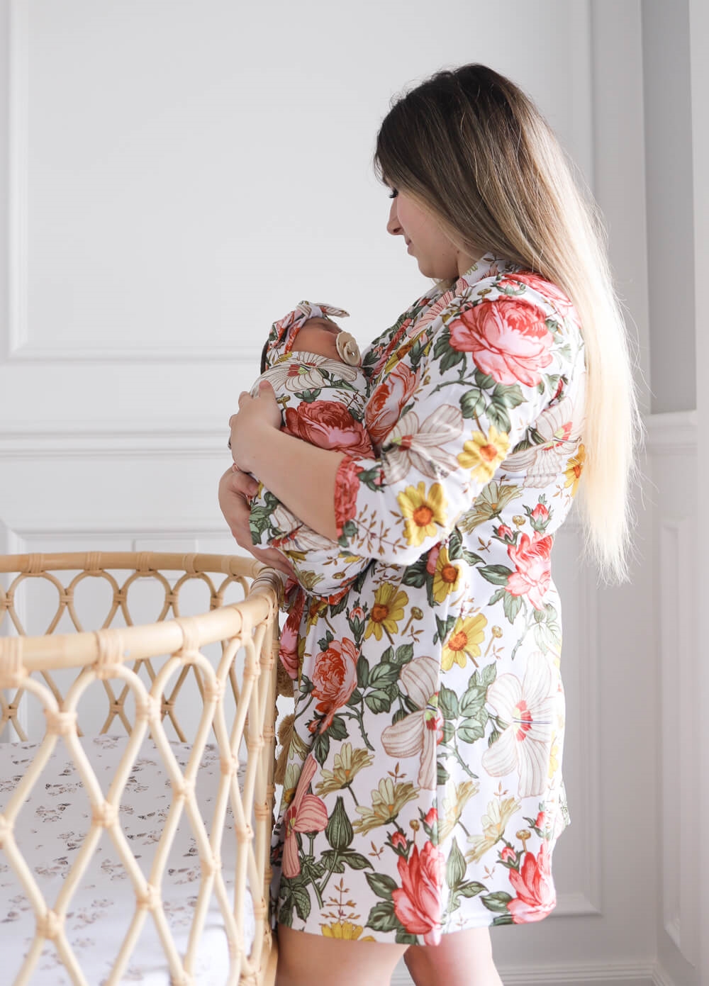 Welcome Baby Treasure Pregnancy Robe & Swaddle Set | Boho Floral