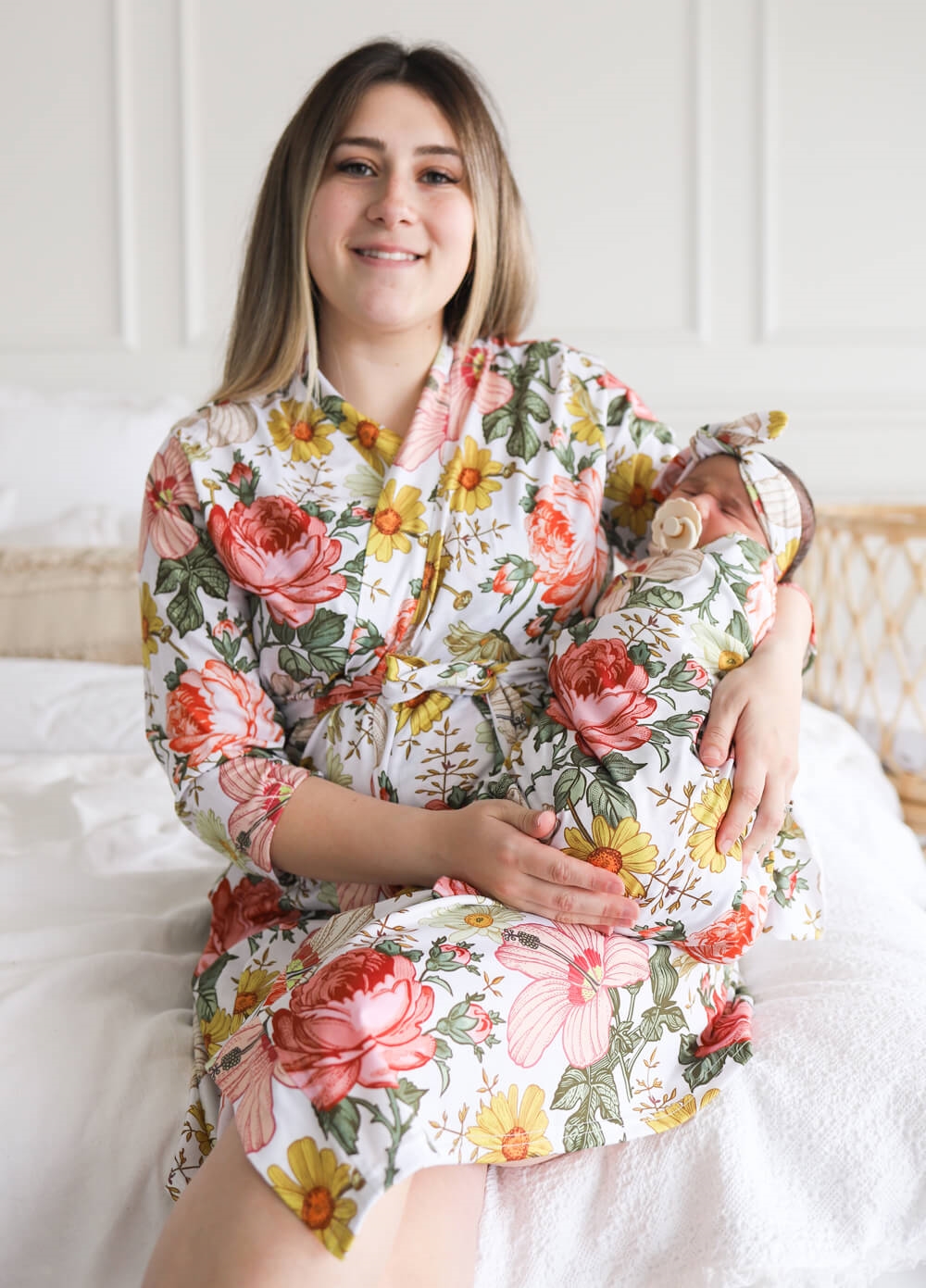 Welcome Baby Treasure Pregnancy Robe & Swaddle Set | Boho Floral