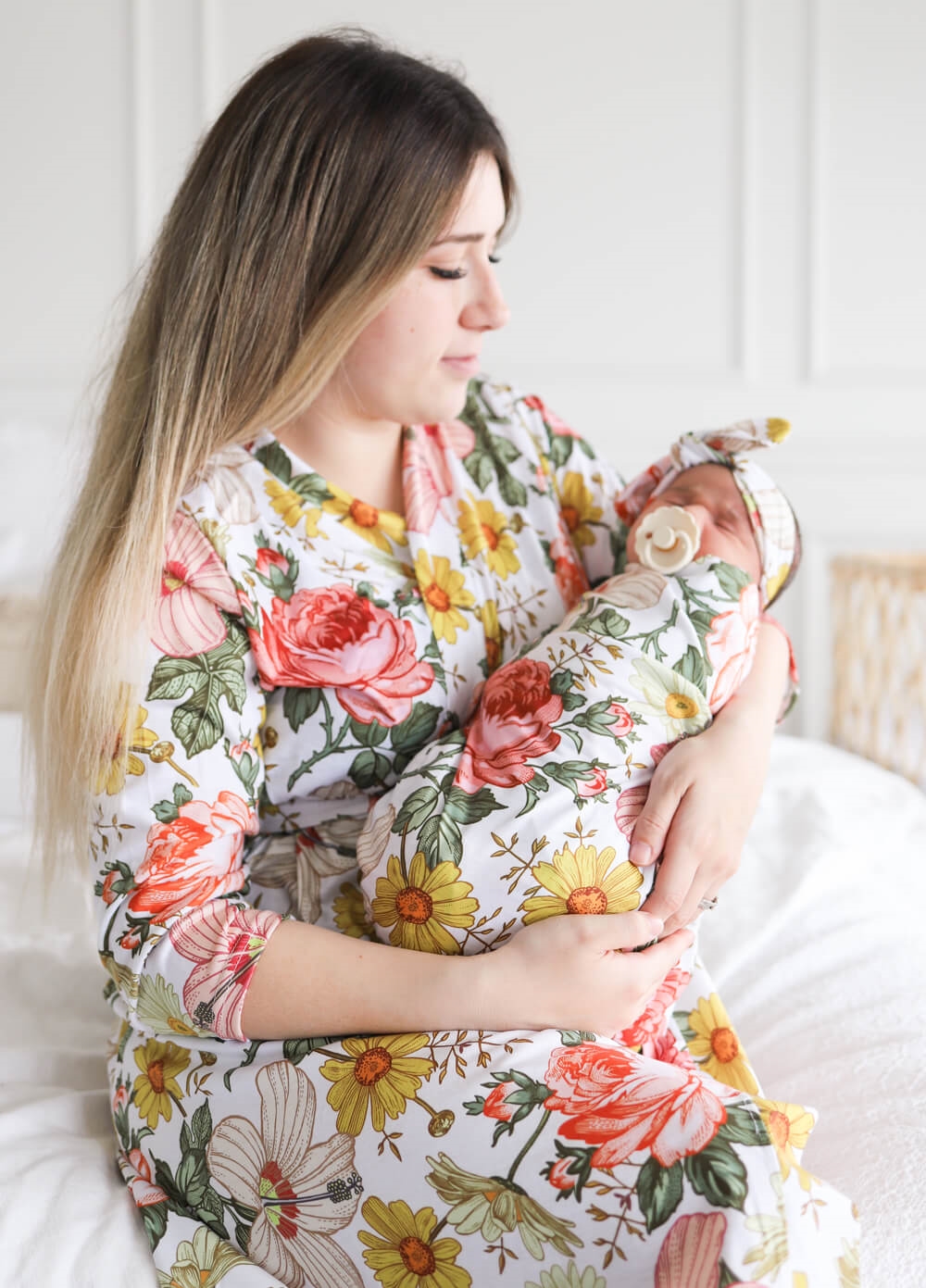 Welcome Baby Treasure Pregnancy Robe & Swaddle Set | Boho Floral