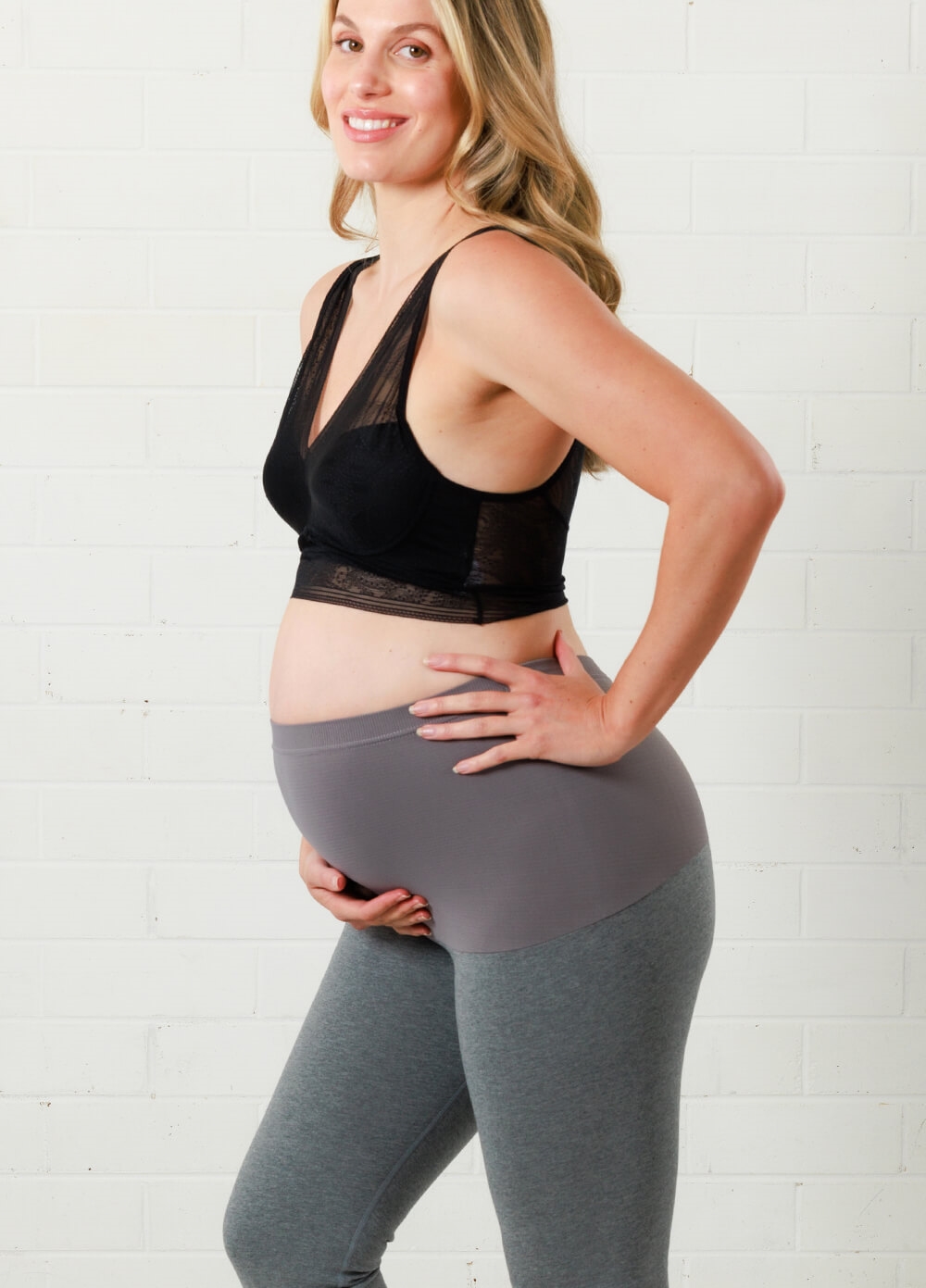 Blakely Maternity Fleece Leggings in Charcoal | Queen Bee