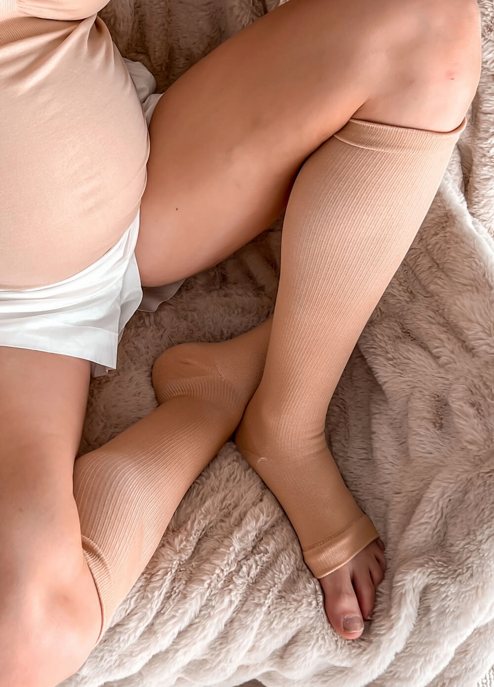 Mama Sox - Inspire Open Toe Maternity Compression Socks in Nude