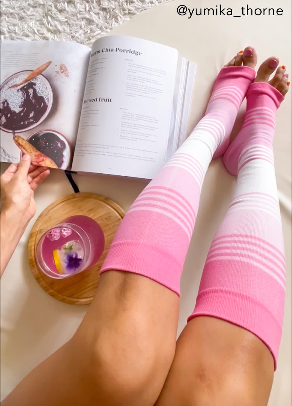 Mama Sox - Inspire Open Toe Maternity Compression Socks in Pink Stripes