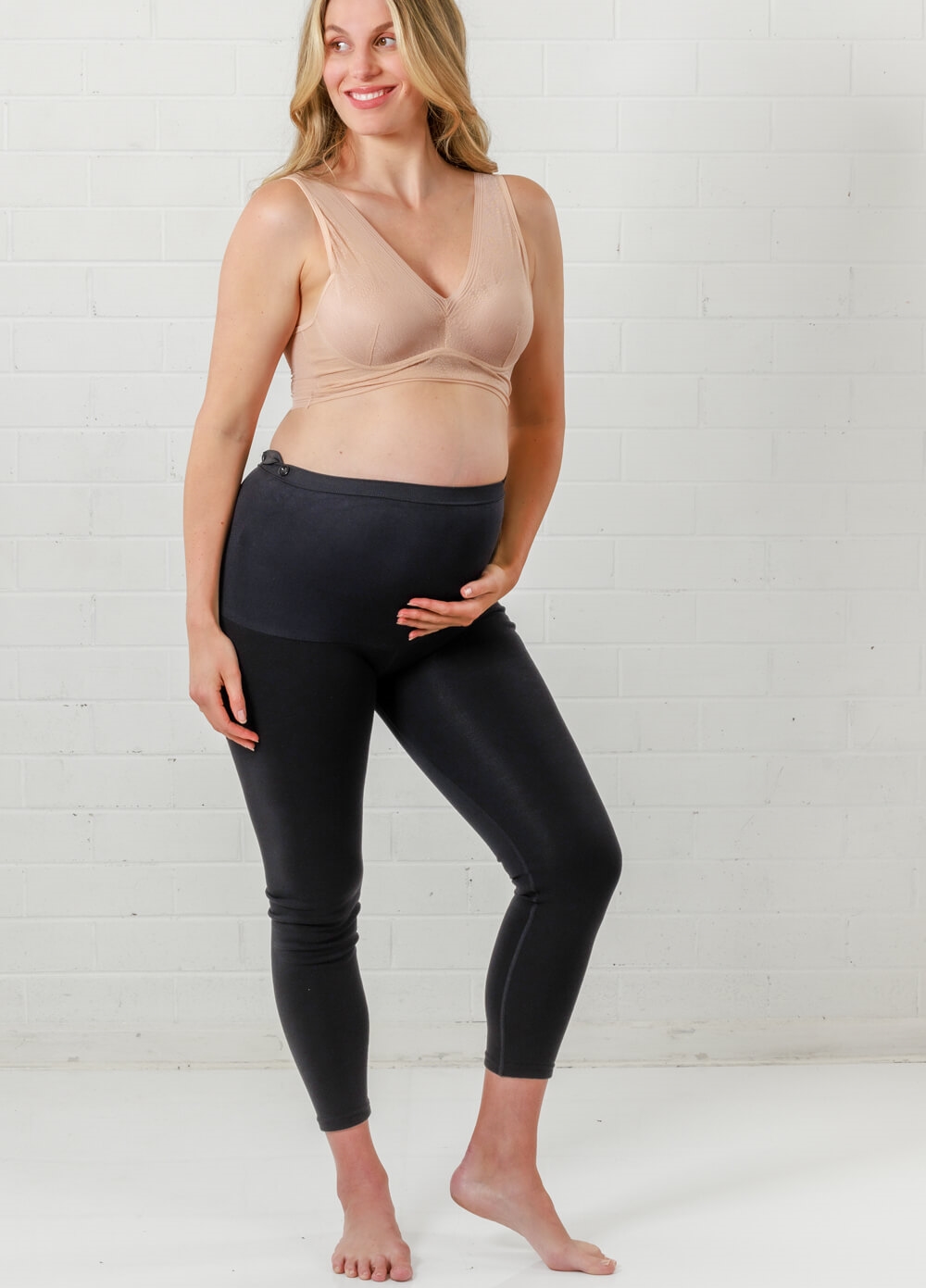 Blakely Maternity Fleece Leggings in Black | Queen Bee