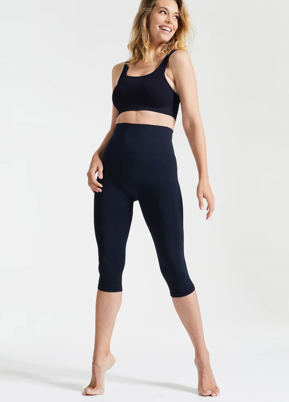 Blanqi - Hipster Postpartum Crop Leggings in Navy