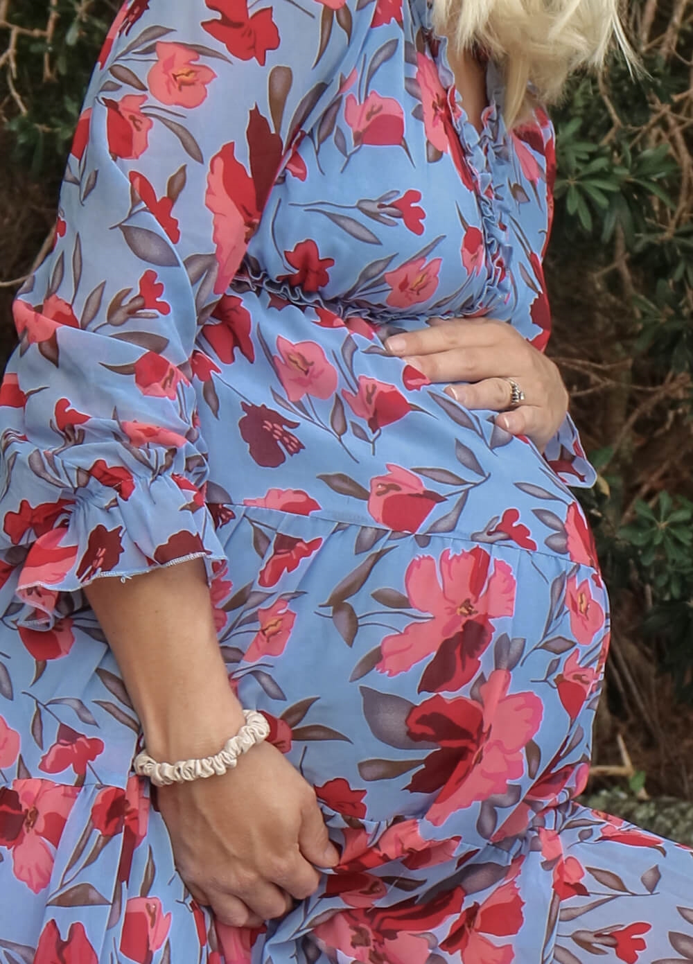 Lait & Co - Wanderlust Maternity Maxi Gown in Blue/Red Floral