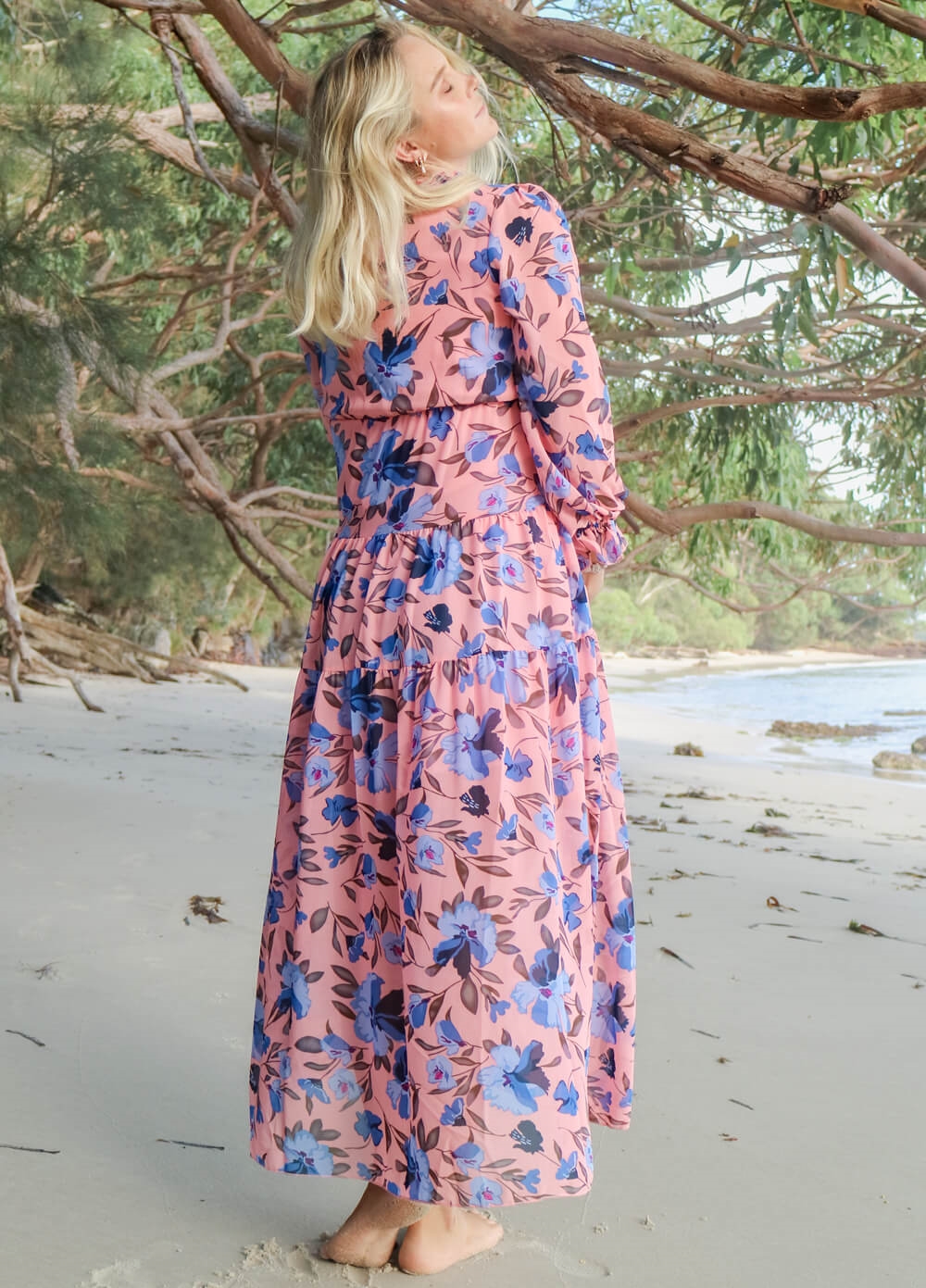 Lait & Co - Wanderlust Maternity Maxi Gown in Pink/Blue Floral