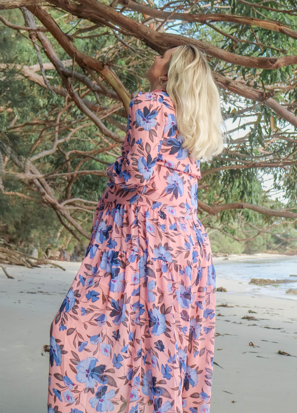 Lait & Co - Wanderlust Maternity Maxi Gown in Pink/Blue Floral