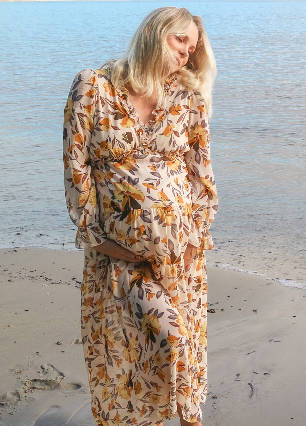 Lait & Co - Wanderlust Maternity Maxi Gown in Yellow Floral