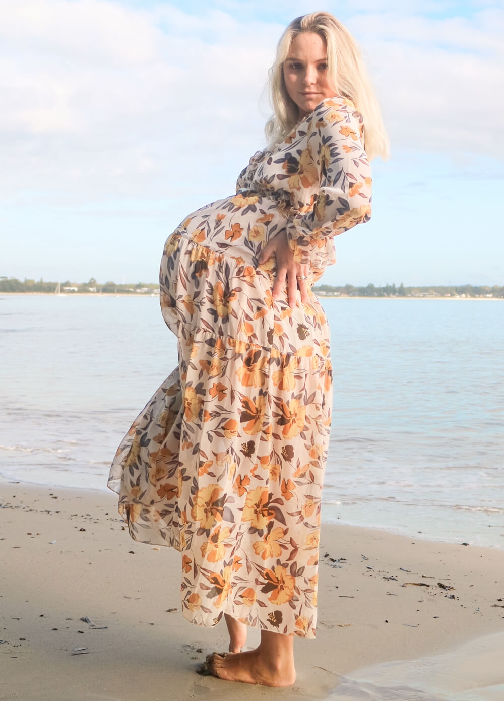 Lait & Co - Wanderlust Maternity Maxi Gown in Yellow Floral