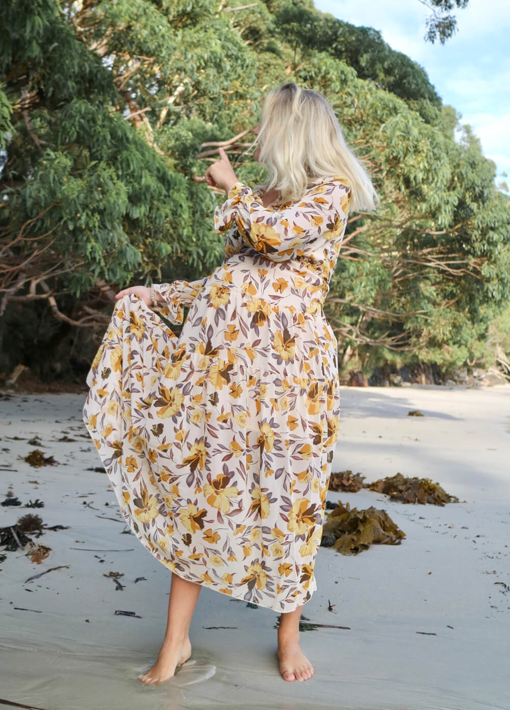 Lait & Co - Wanderlust Maternity Maxi Gown in Yellow Floral