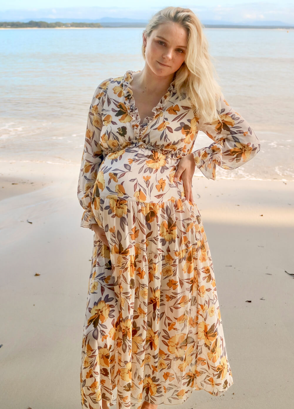 Lait & Co - Wanderlust Maternity Maxi Gown in Yellow Floral