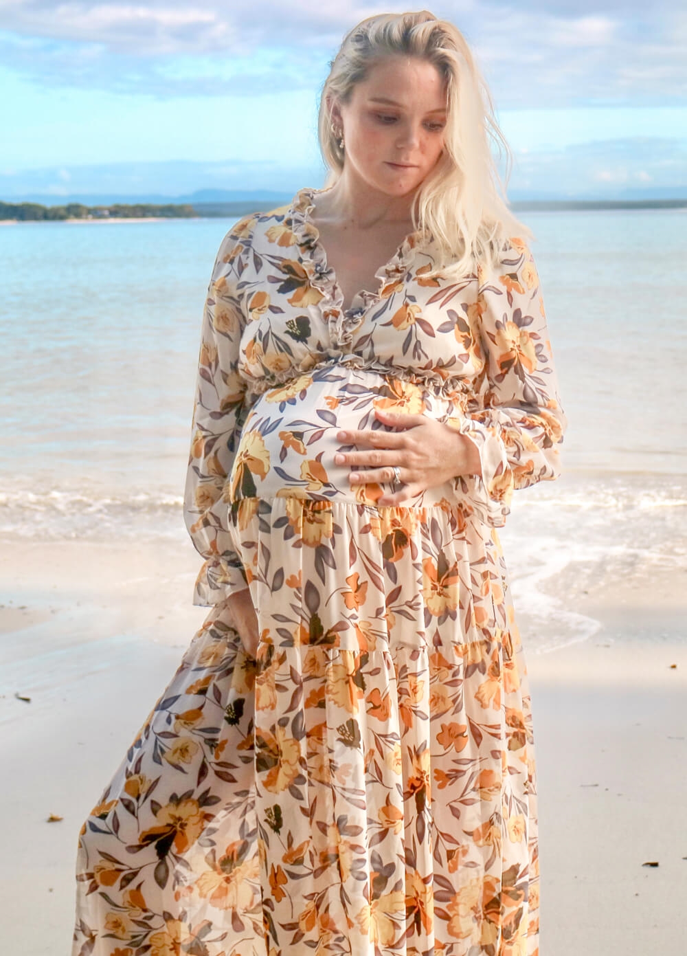 Lait & Co - Wanderlust Maternity Maxi Gown in Yellow Floral